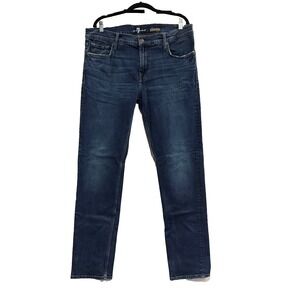 7 For All Mankind Slimmy Jeans‎ Dark Wash Straight Mens 38 Denim Y2K